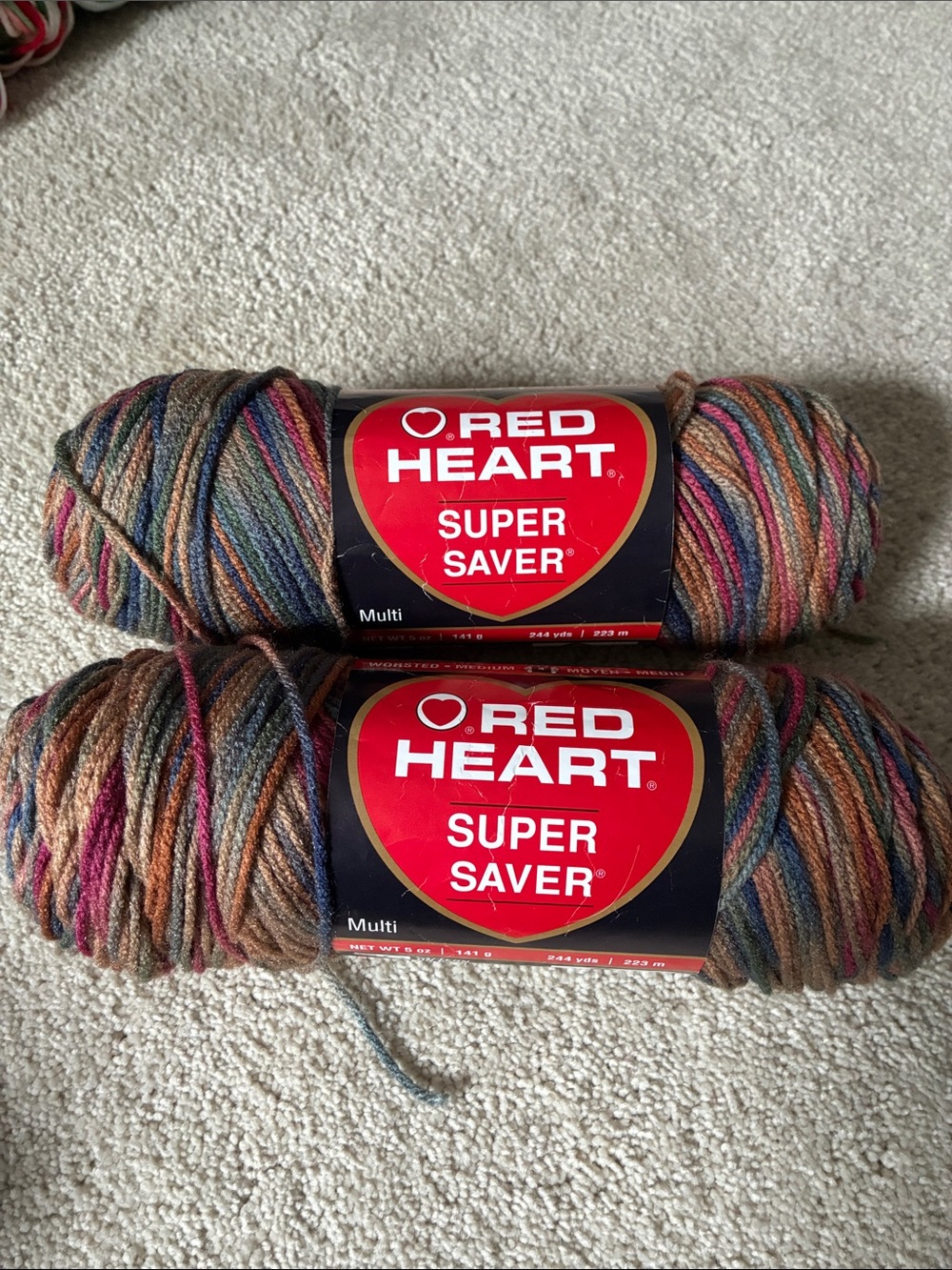 Red Heart Super Saver Multi-Color Acrylic Yarn - Variegated Browns & Blues
